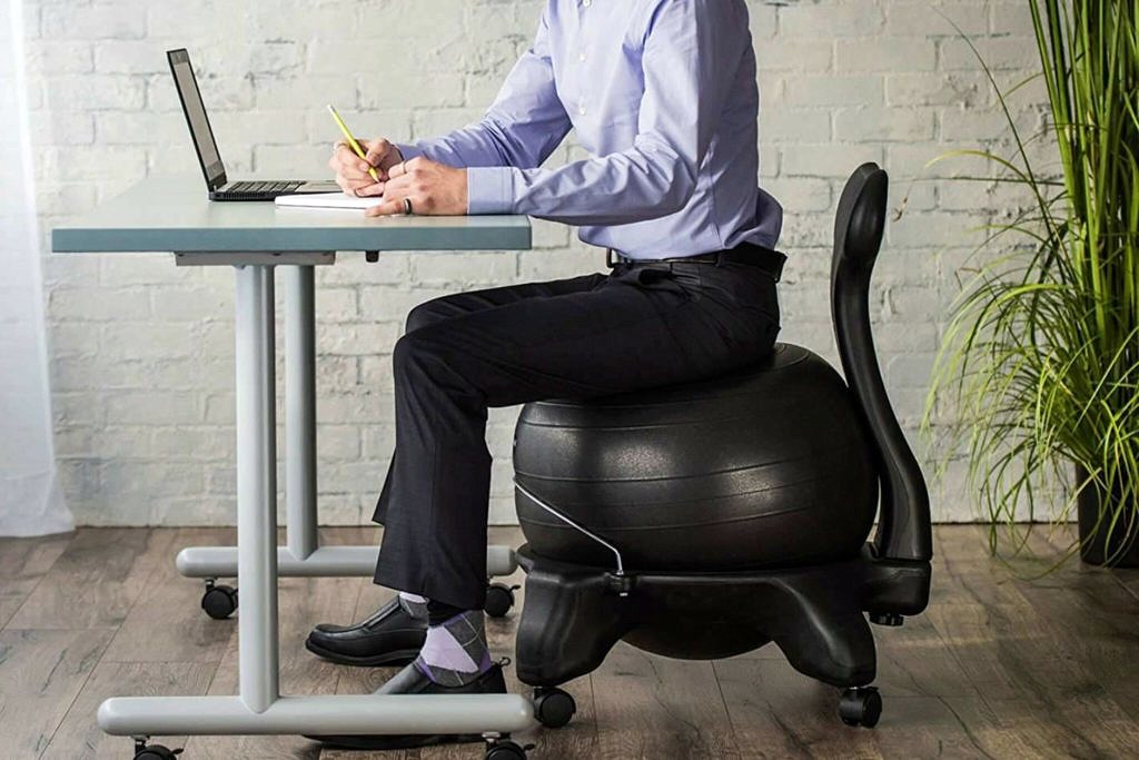 Balance Yoga Balle Chaise de bureau avec Verrouillable Caster Wheels & Support Arrière 